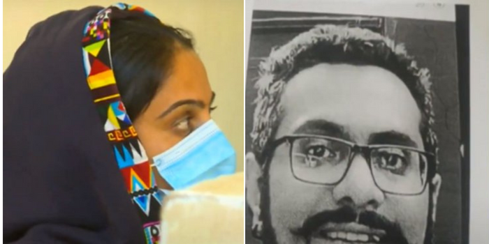 Photo collage of the wife of the murdered Indian Businessman in court on Thursday, February 22, 2024 and a file photo of Jayesh Kumar.